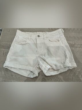 &denim jean shorts womens size 6 cuffed low rise denim white